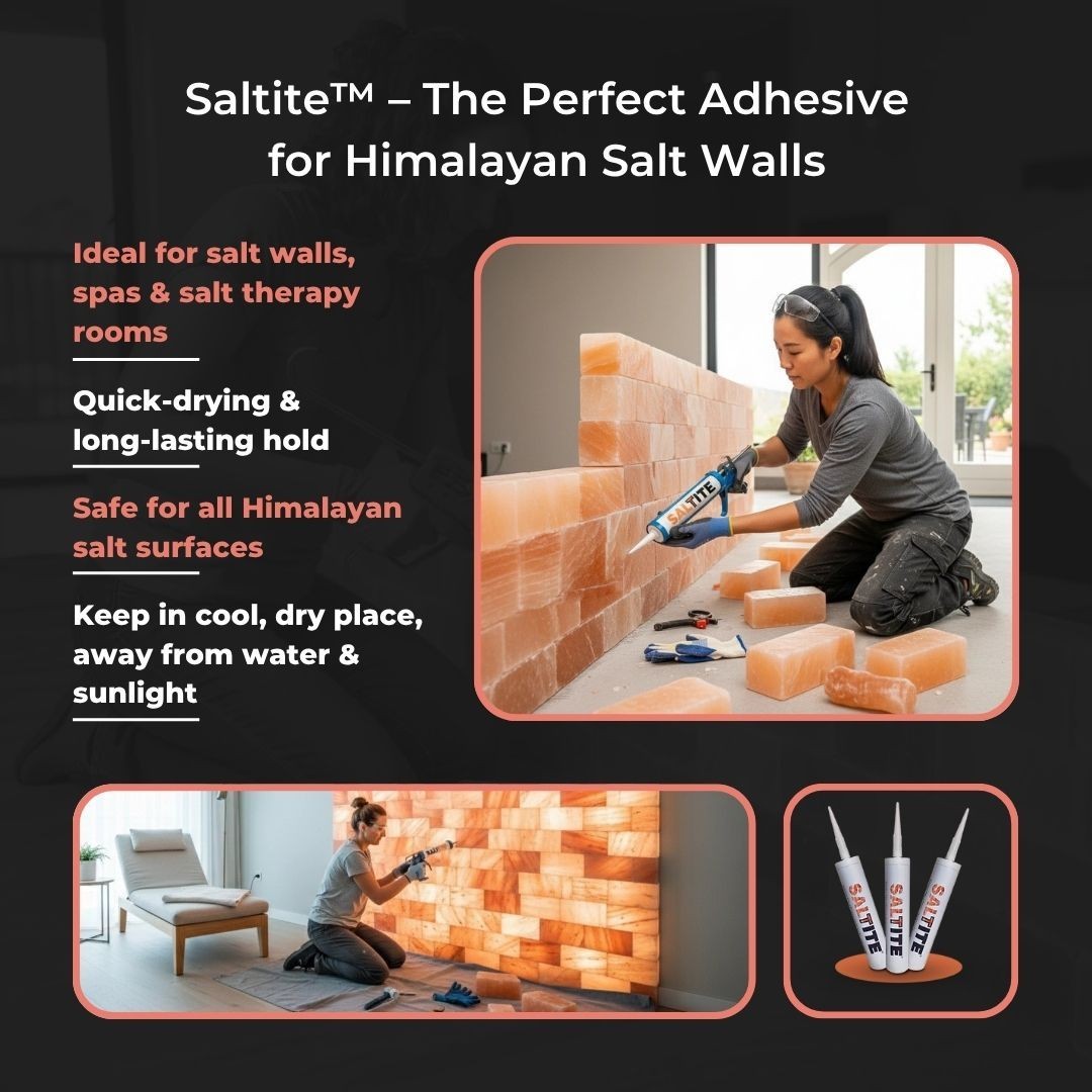 Himalayan Salt Wall Panel 2×4 ft DIY Kit with Salt Bricks & Glue for Spa Sauna