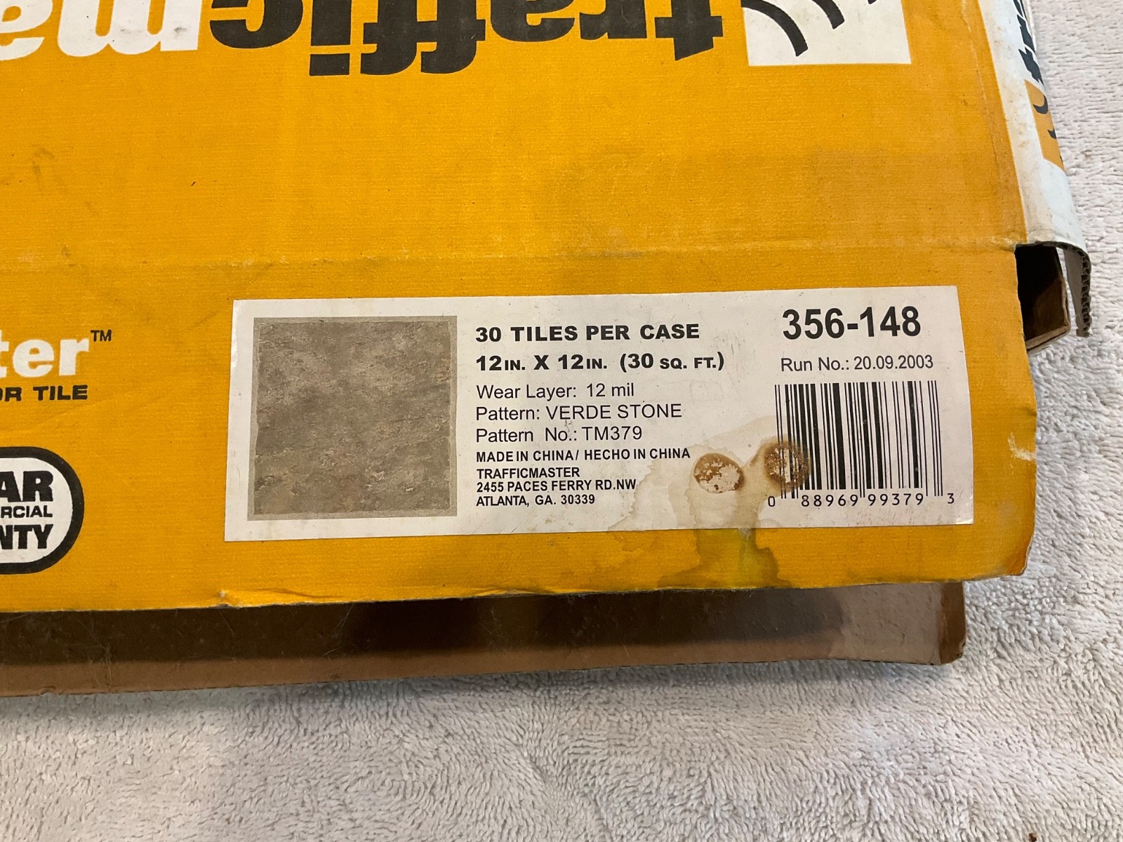 4 Pieces Traffic Master 12×12 Verde Stone TM379 Peel And Stick Vinyl Flooring
