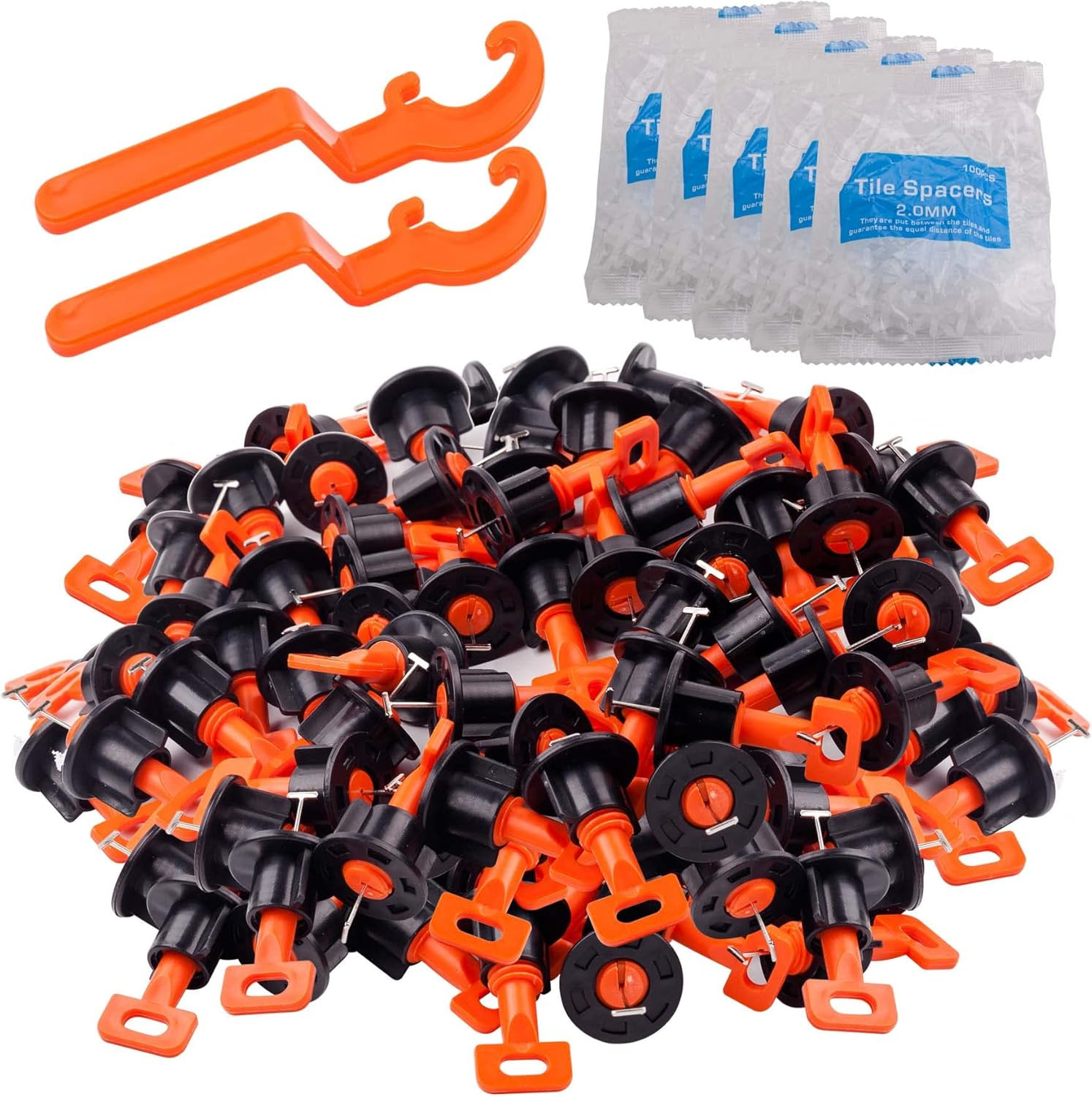 Tile Leveling System Kit 600PCS 2mm Tile Spacers Leveler Tools w/Wrenches