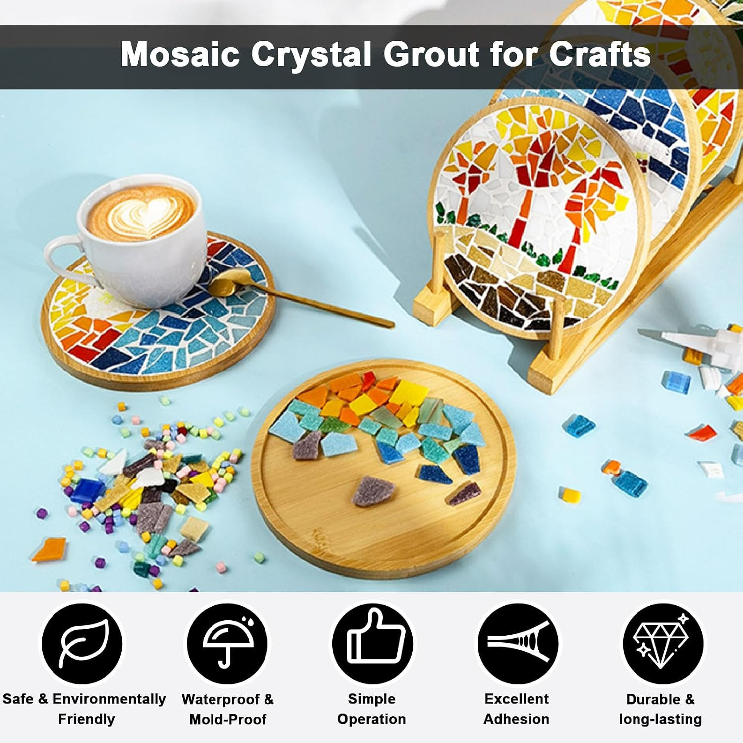 White Mosaic Crystal Grout 130g, Mosaic Tile Accessories | No Water Needed, F…