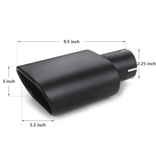 Square Exhaust Tip 2.25″ Inlet, Black Coating Rectangle 2.25inch Black Coated