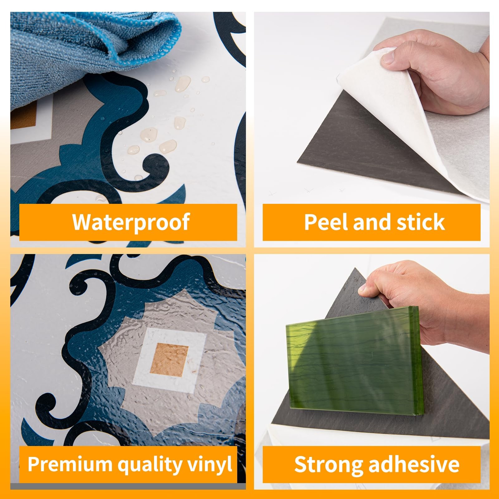 30-Pack Peel and Stick Floor Tiles, 12 x 12in Vinyl Flooring Tiles, Self-Adhe…