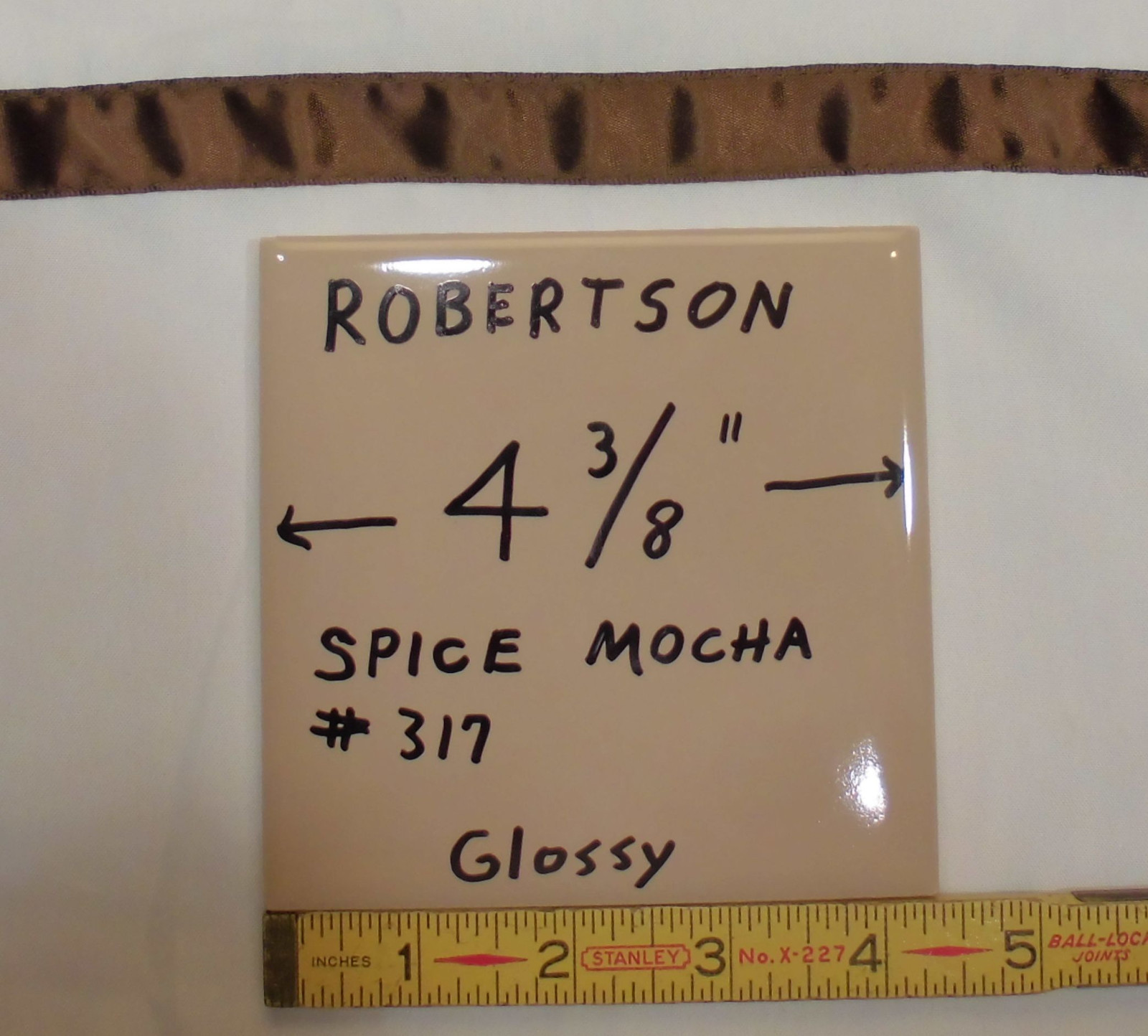 1 pc. Vintage Glossy Ceramic Tile *Spiced Mocha – Light Brown* 4-3/8″ – 4-5/16″
