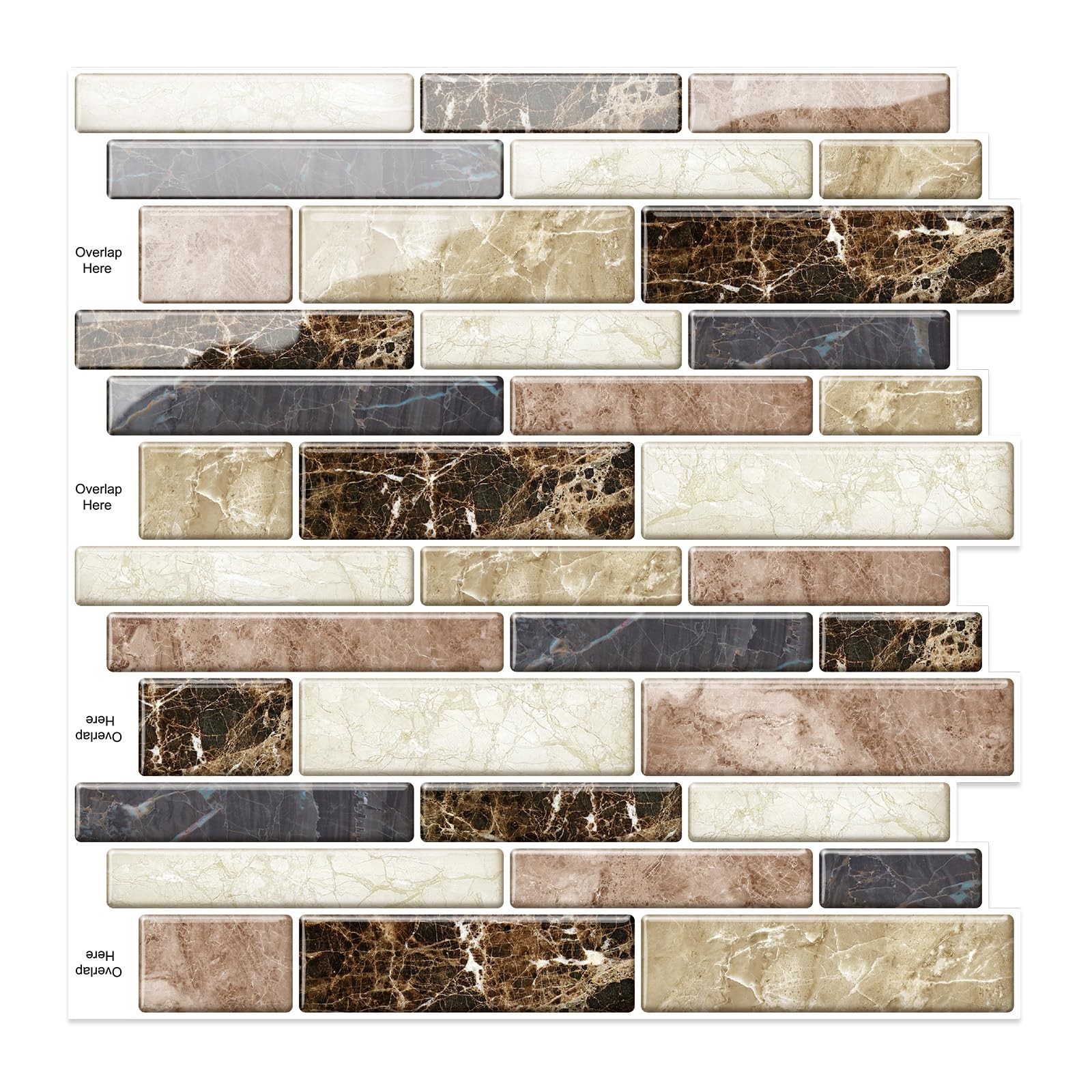 10 Sheets Peel and Stick Backsplash, Peel and Stick Tiles, Marble Look Wall T…