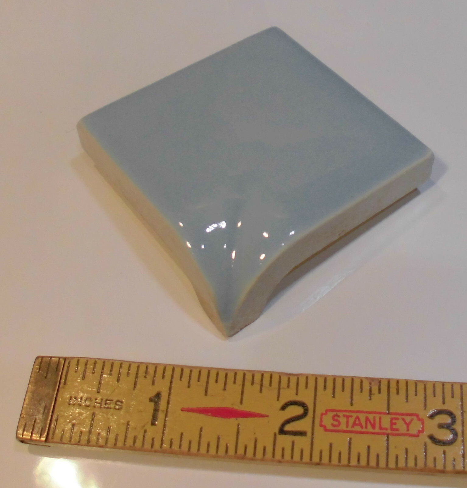 1 pc. *Azure Blue* Ceramic Bullnose Inside Corner Tile 2″ X 2″ American Olean