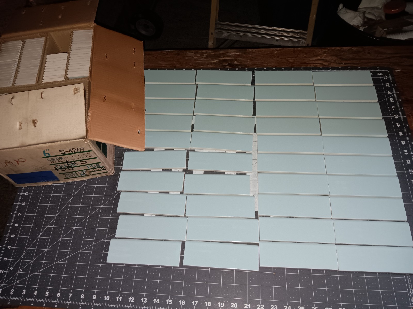 20 pieces Unused Antique Tile 2 x 6 Bullnose Trim Horizon Blue Kitchen Bath