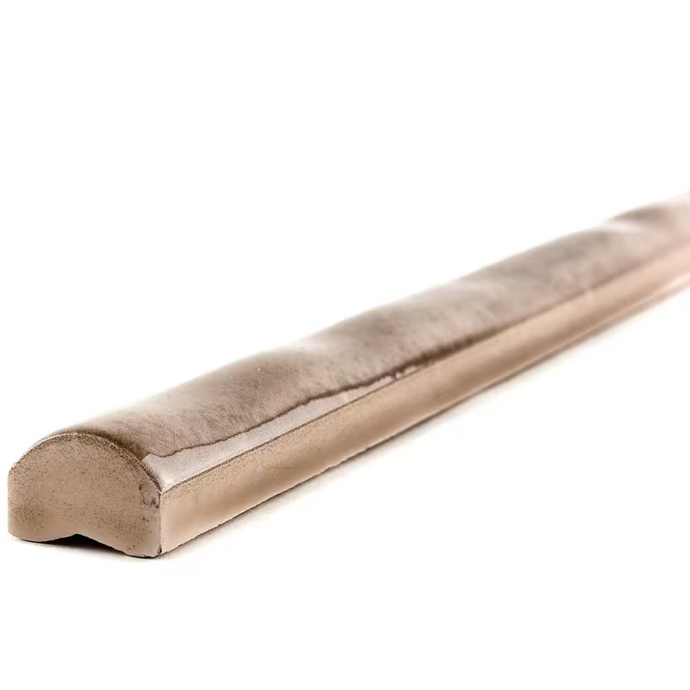 Moze Taupe 0.75 In. X 12 In. Ceramic Pencil Liner Trim Wall Tile