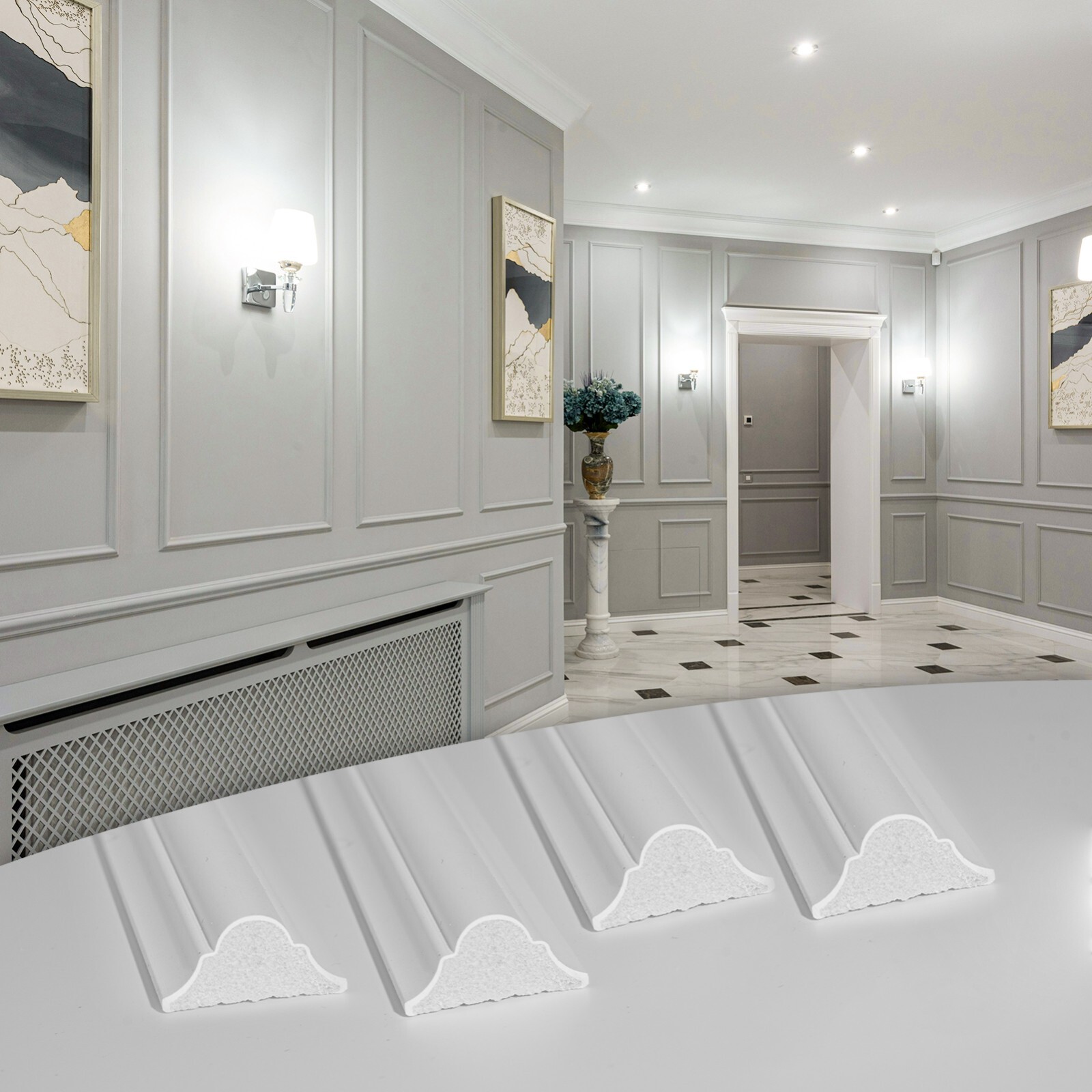 Art3d 4pack Decorative slats for white wall wainscoting, door and window borders