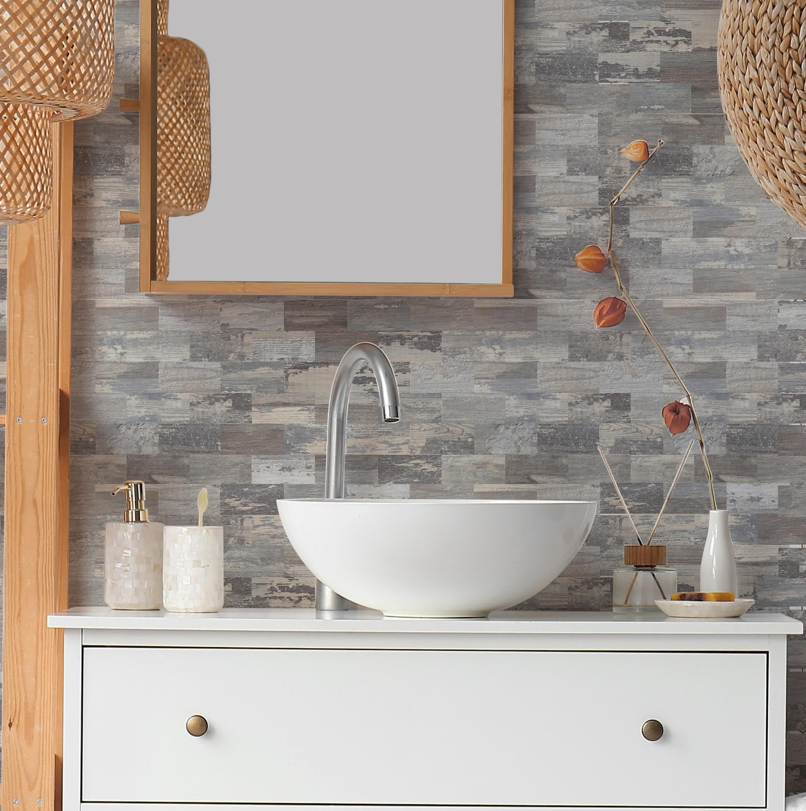 20-Pack Peel and Stick Wall Tiles for Kitchen, Bathroom, and Fireplace Decor