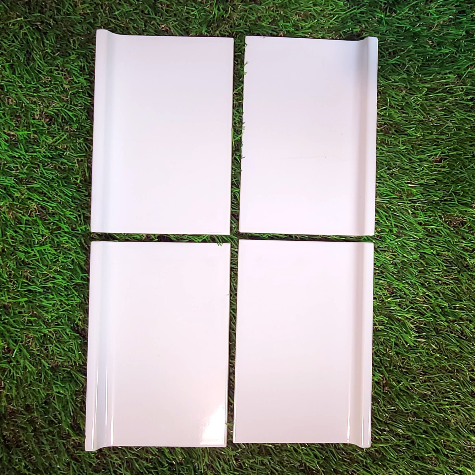 Vtg 4×6 Gloss White Radius Sanitary Cove Base Ceramic Tile DK #A-1663 *4 Pc. NOS