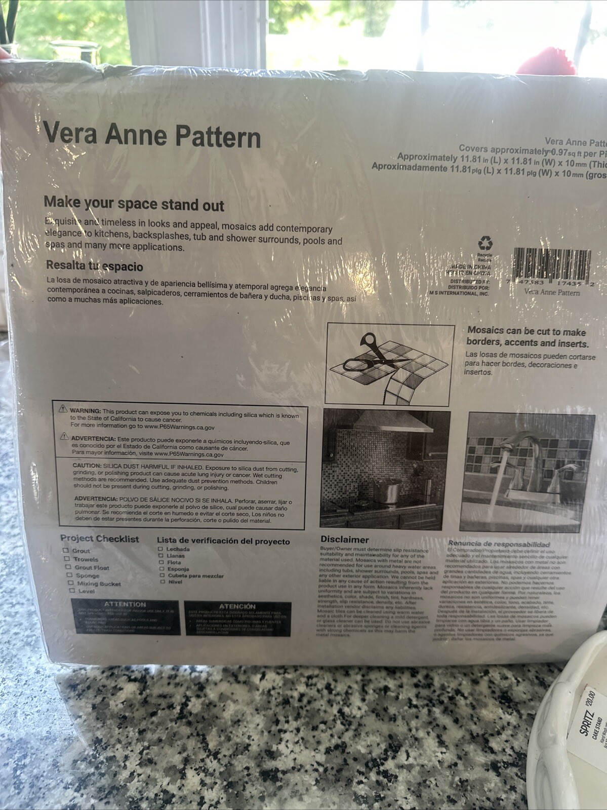 MSI Vera Anne Pattern 11”x11” , 10 Mm Thick single tile