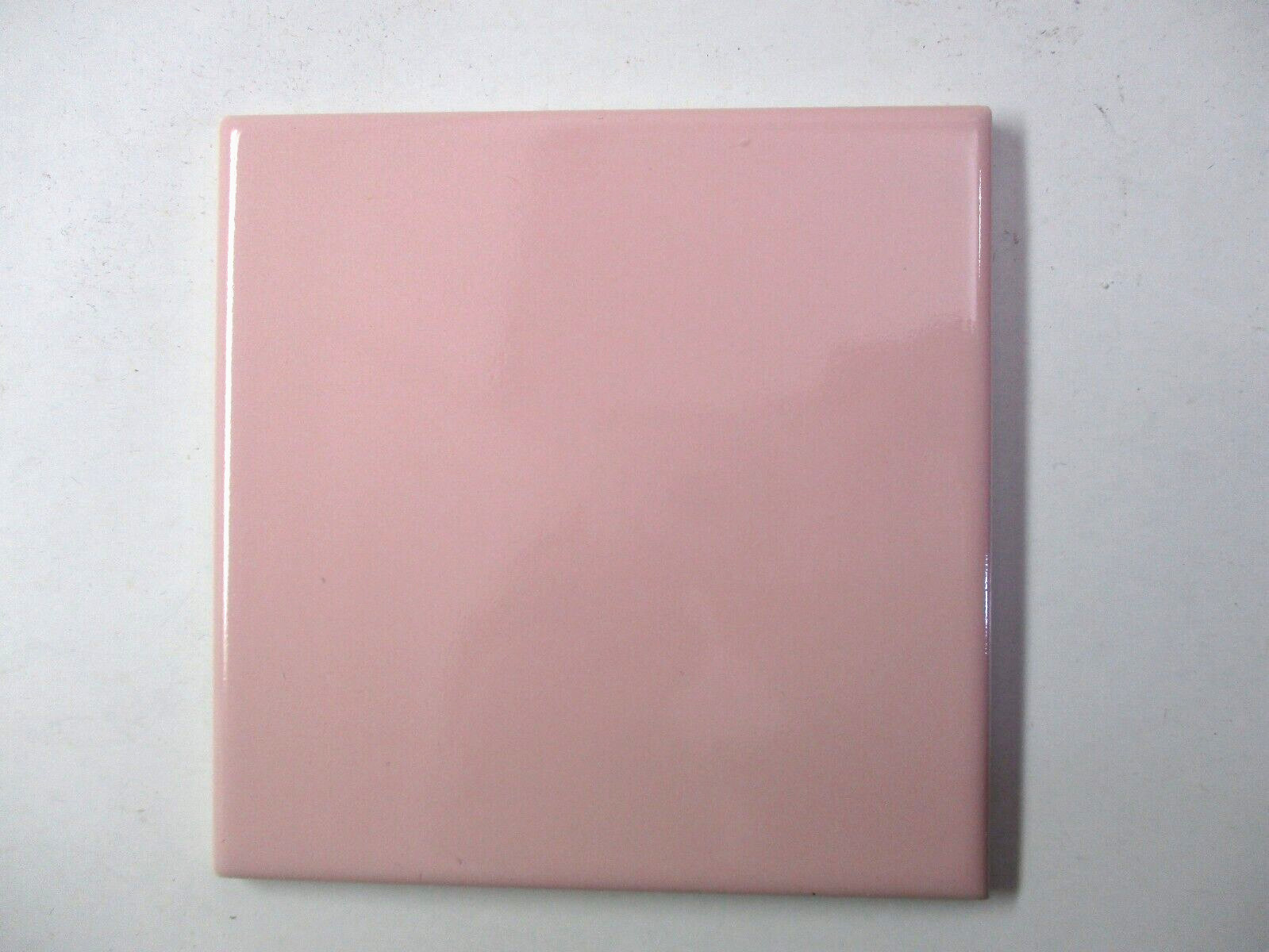 1 Wall Tile Atco USA 4-3/8″ Semi Gloss Pastel Rose Pink Ceramic 1950s Retro Vtg
