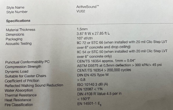 ActiveSound Accoustical Underlayment for floating Luxury Vinyl Tile, 100 S/F