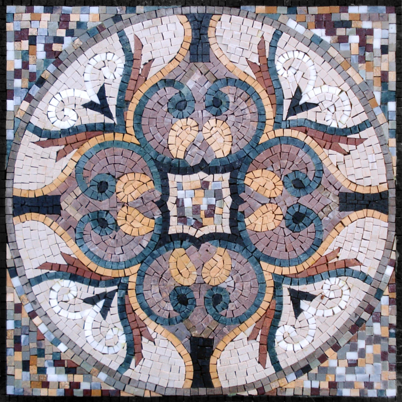 24” GEOMETRICAL MOSAIC TILES | Square Shape Abstract Pattern Murals