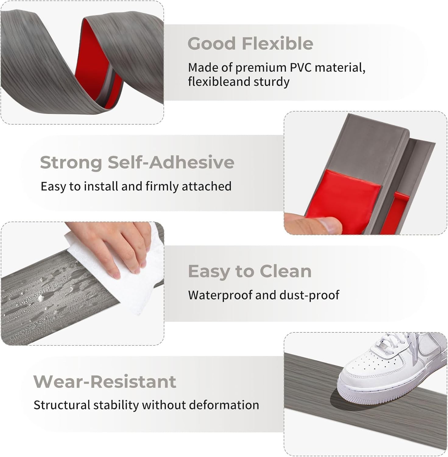 36” Transition Strip for Doorways – Stylish & Strong PVC with Wood Finish