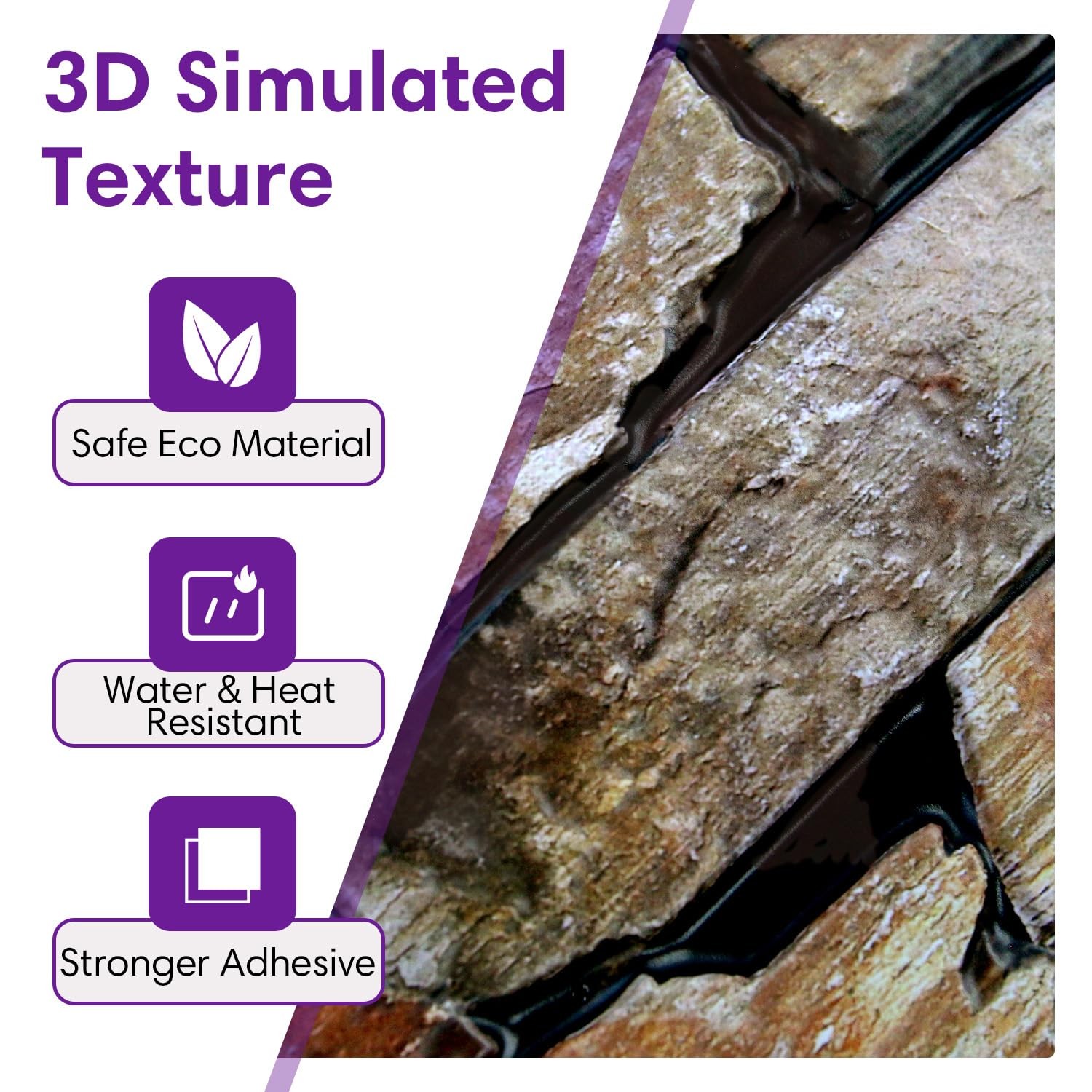 3D Faux Stone Wall Panels Peel and Stick, 10 Pcs 11.8″ x 11.8″, Stone-Look Te…