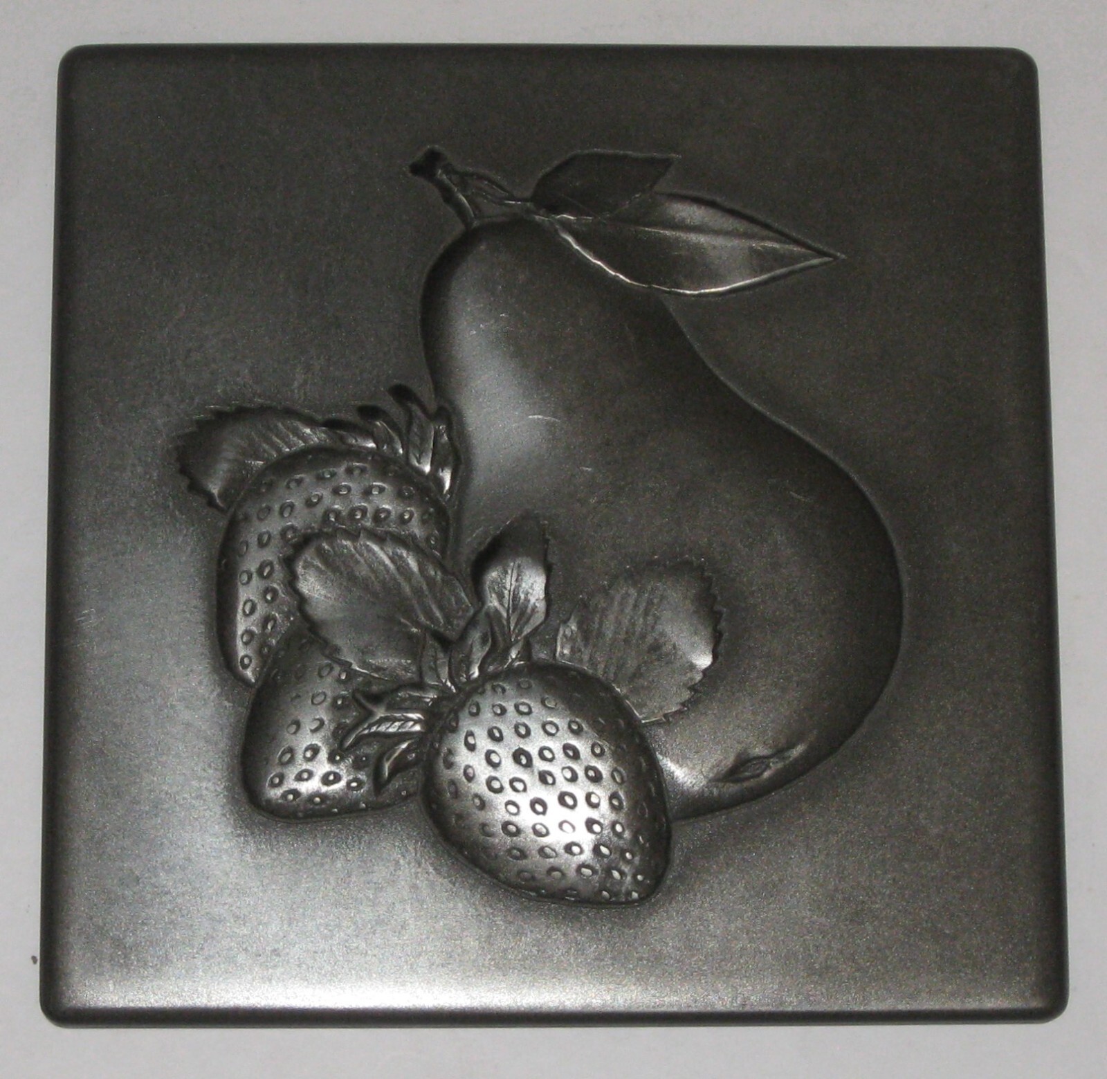 6″x6″ Metal Pewter Resin Fruit Deco Insert Accent Wall Tile