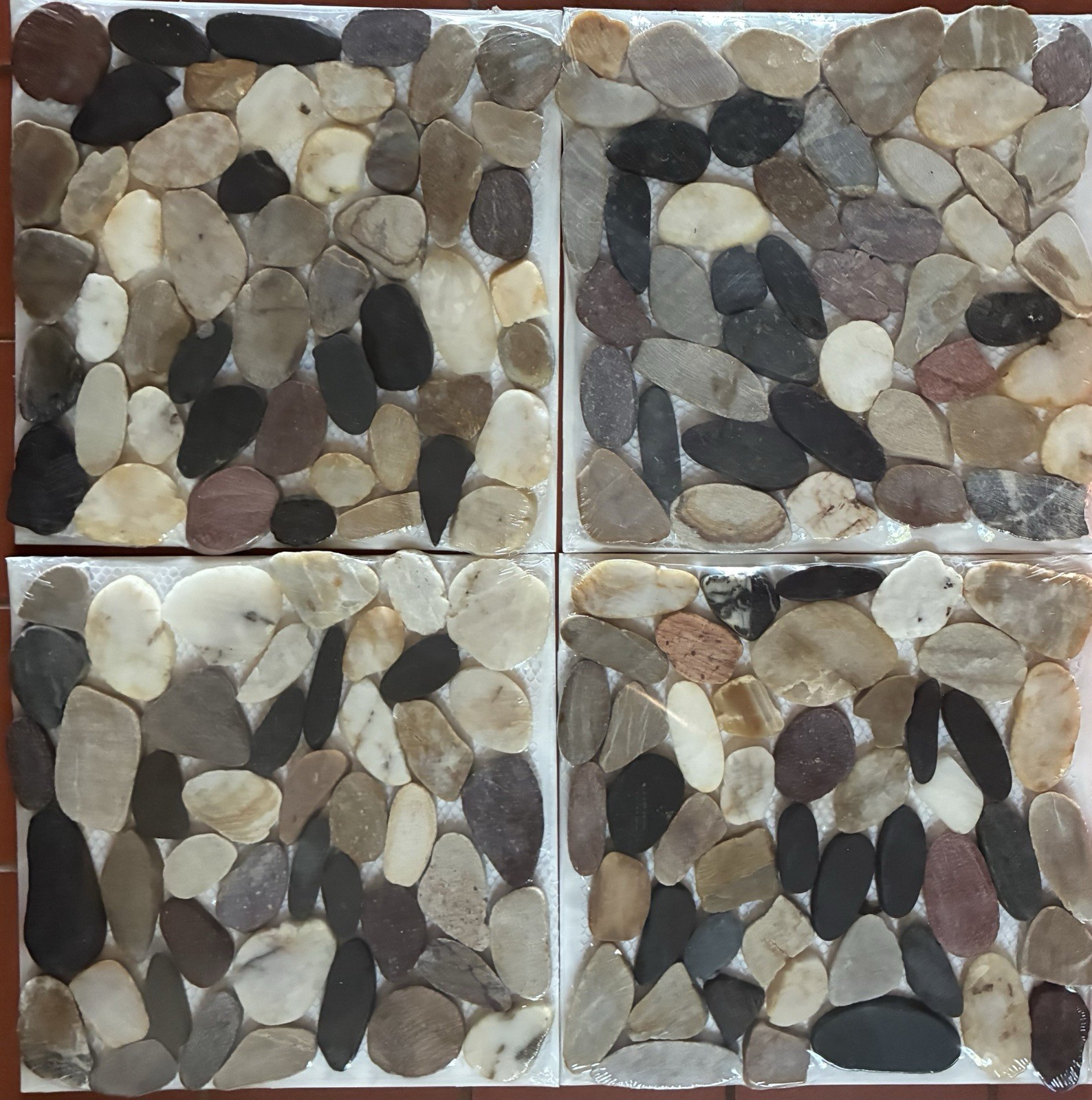 Pebblino Mosaici Flat Mixed Honed Pebble 12×12 #100132174 Lot of 4
