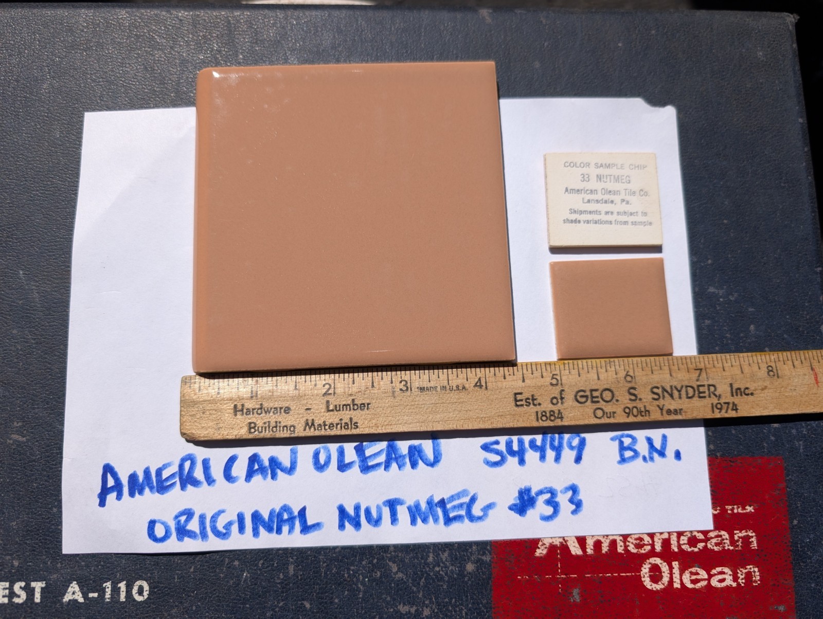 2 pcs American Olean Bullnose S4449 4-1/4″ Sq. Nutmeg #33 Glossy NEW Original