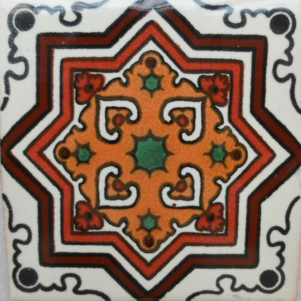 C#113) MEXICAN TILES CERAMIC HAND MADE SPANISH INFLUENCE TALAVERA MOSAIC ART