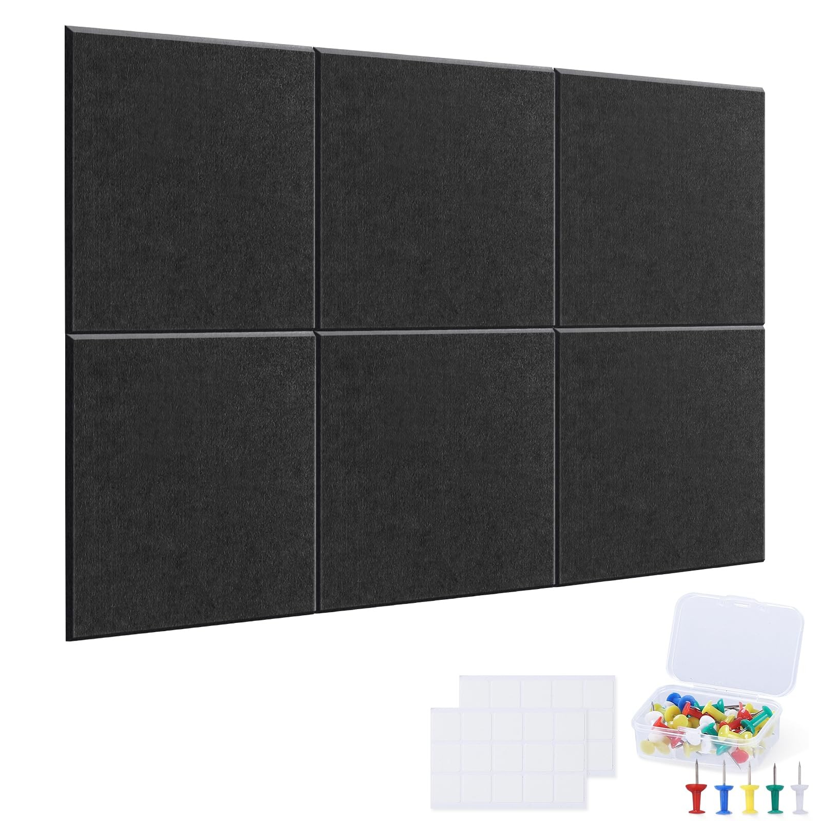 Large Felt Cork Board for Wall 11.8 inches x inches, 6 Pack Black
