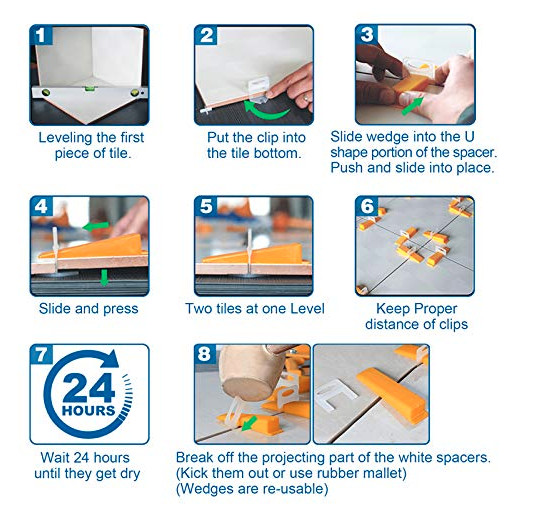 2000 Clips Tile Leveling System Floor Wall 1.0mm 1/32 Tile Spacer Tiling Tool