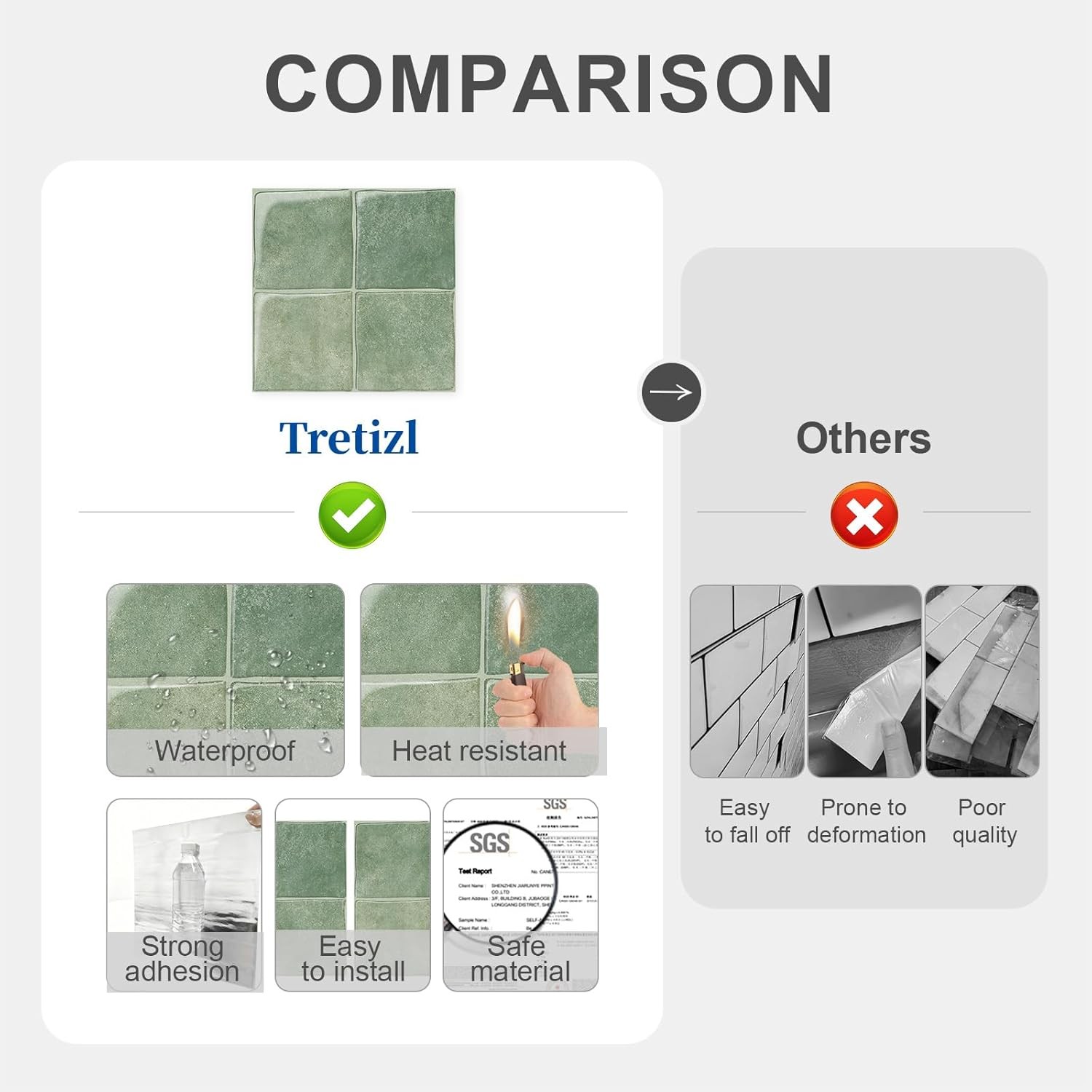 10 Sheets Thicker Design Peel and Stick Backsplash, 3D Self Adhesive Peel and St