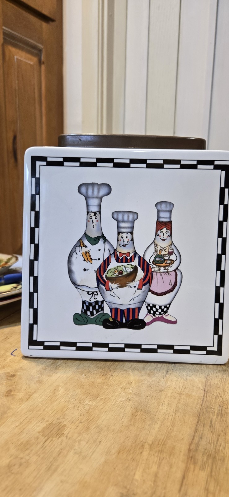 Ceramic Trivet Art Tile Fat Chef Black, White & Red 8″