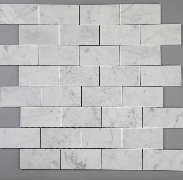 10-Sheets White Italian Bianco Carrara Marble Subway Tile (80 3×6” Pcs Total)