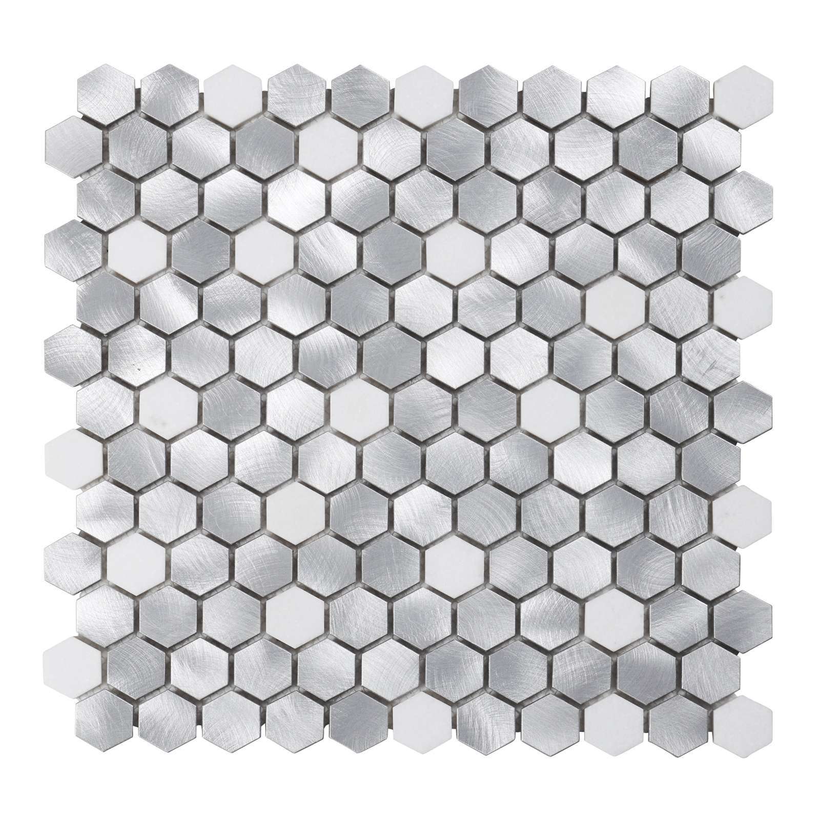 White Marble Aluminum Metal 1″ Hexagon Mosaic Tile Kitchen Backsplash Wall Tiles