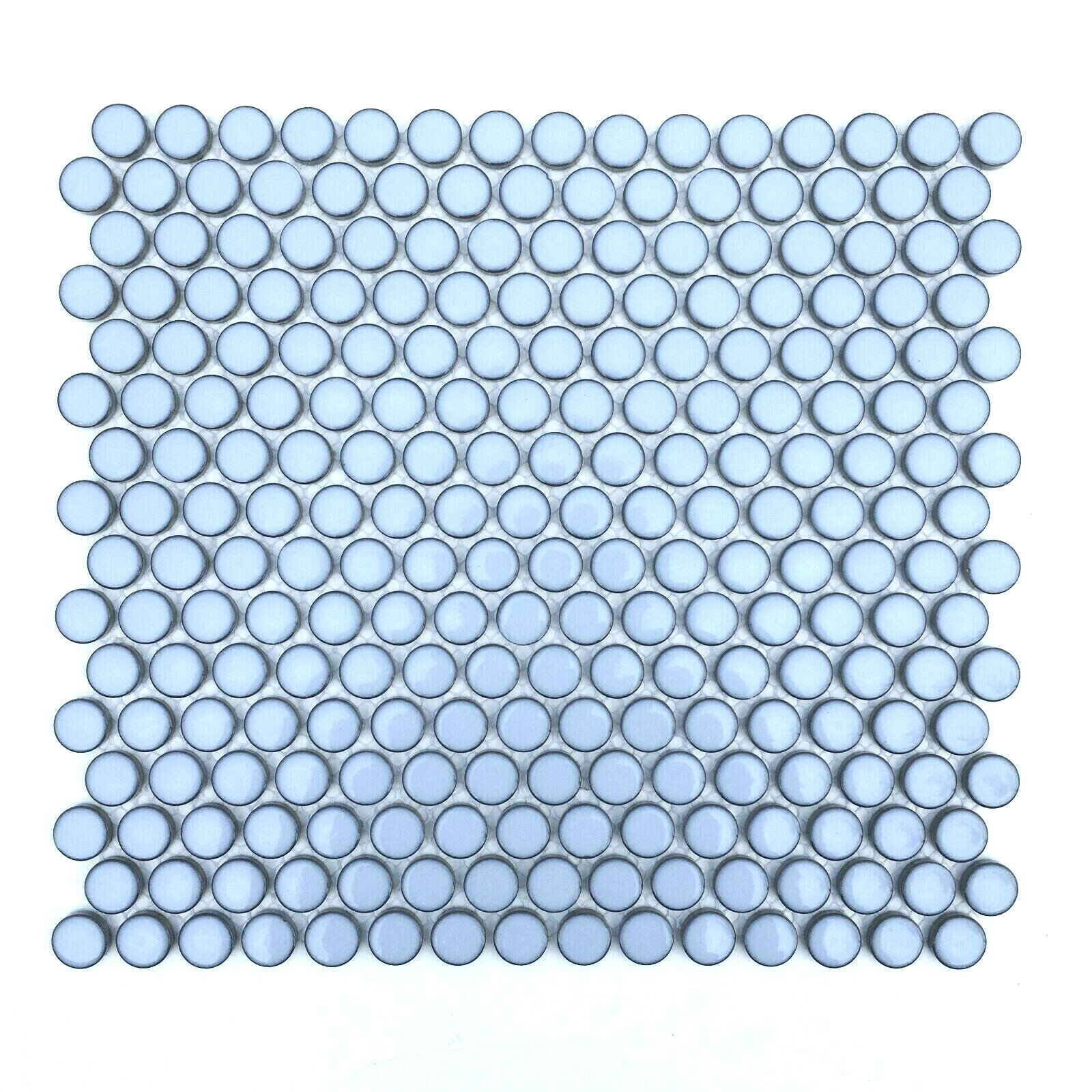 3/4 x 3/4 Penny Round Raku Style Cielo Blue Porcelain Mosaic Wall and Floor