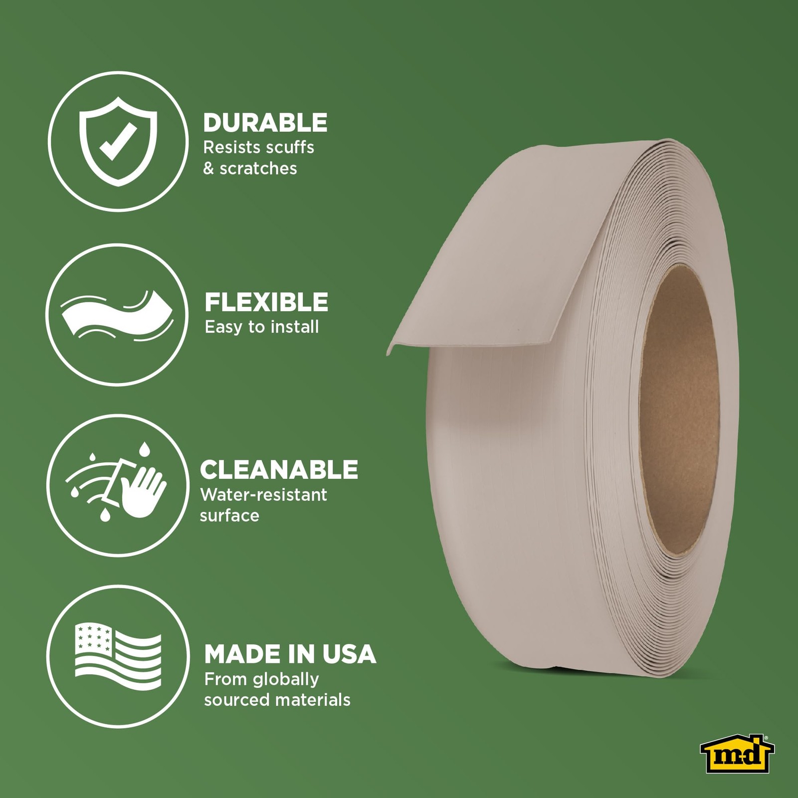 M-D Building Products 4-Inch x 120-Feet Dry Back Vinyl Wall Base, Flexible Dry