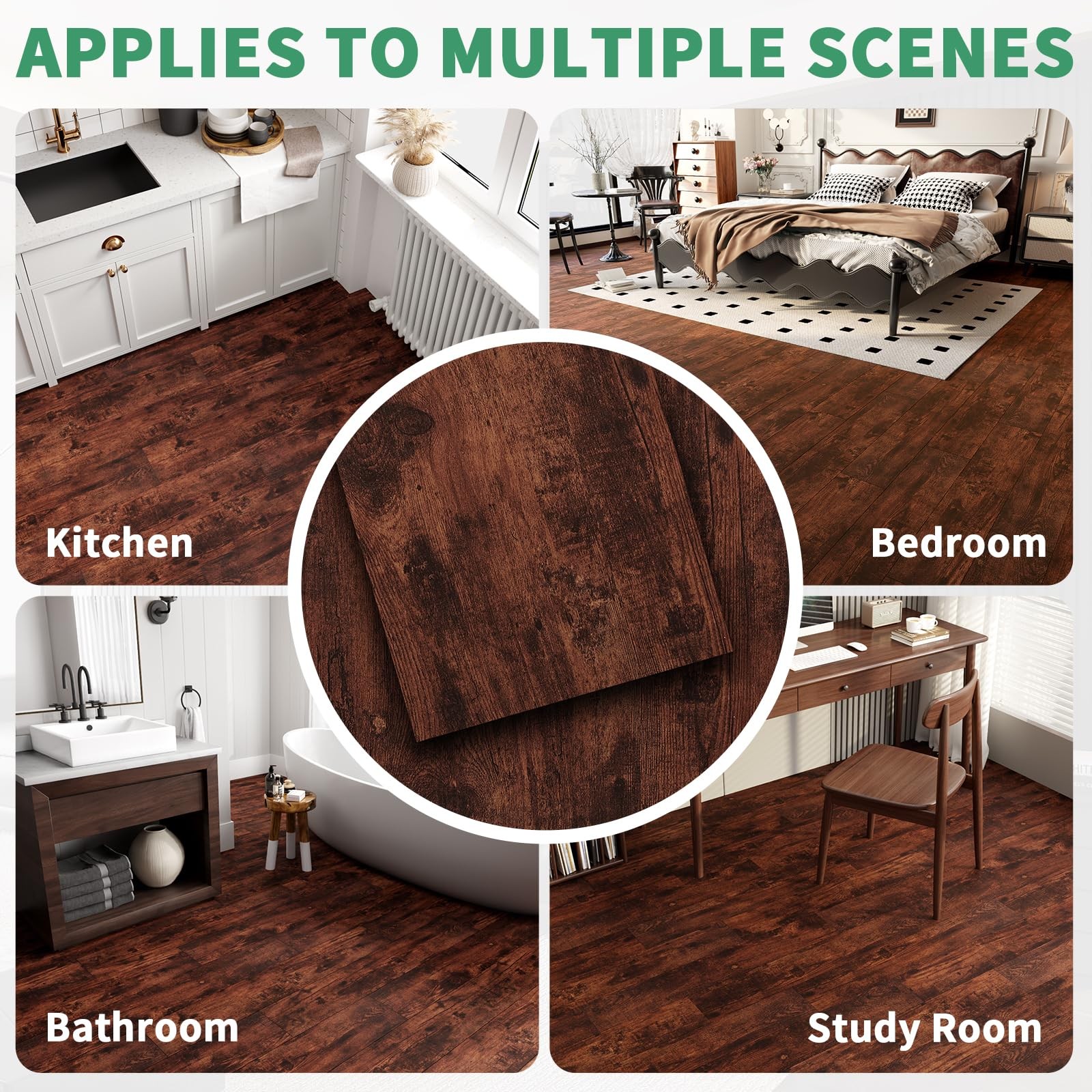 54 Sq. Ft Floor Tiles Peel and Stick Vinyl Floor 36 x 6 inch Luxury Self Adhe…
