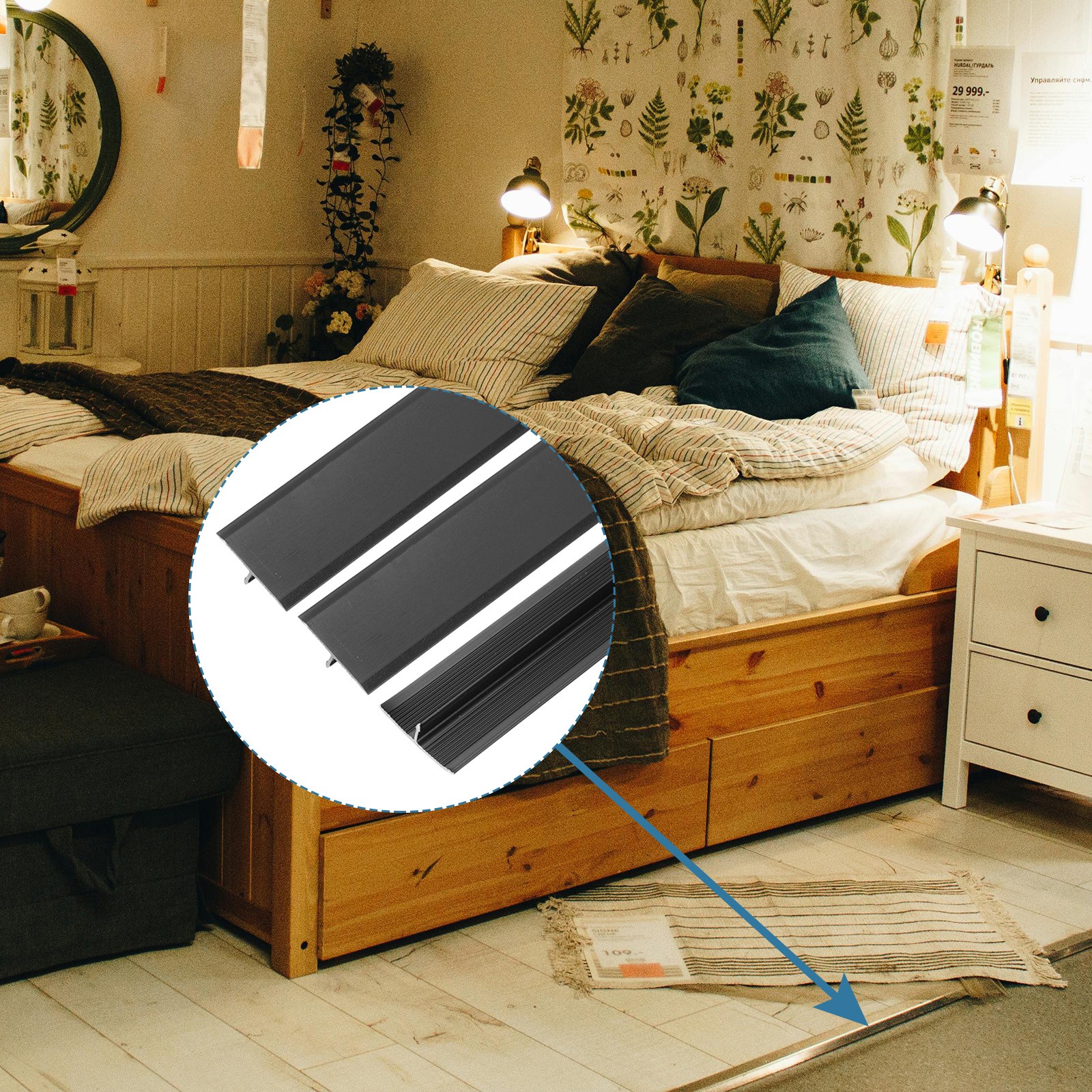 3 Pcs Aluminum T Molding Floor Transition Strip (0.8″x3 Ft, Black)