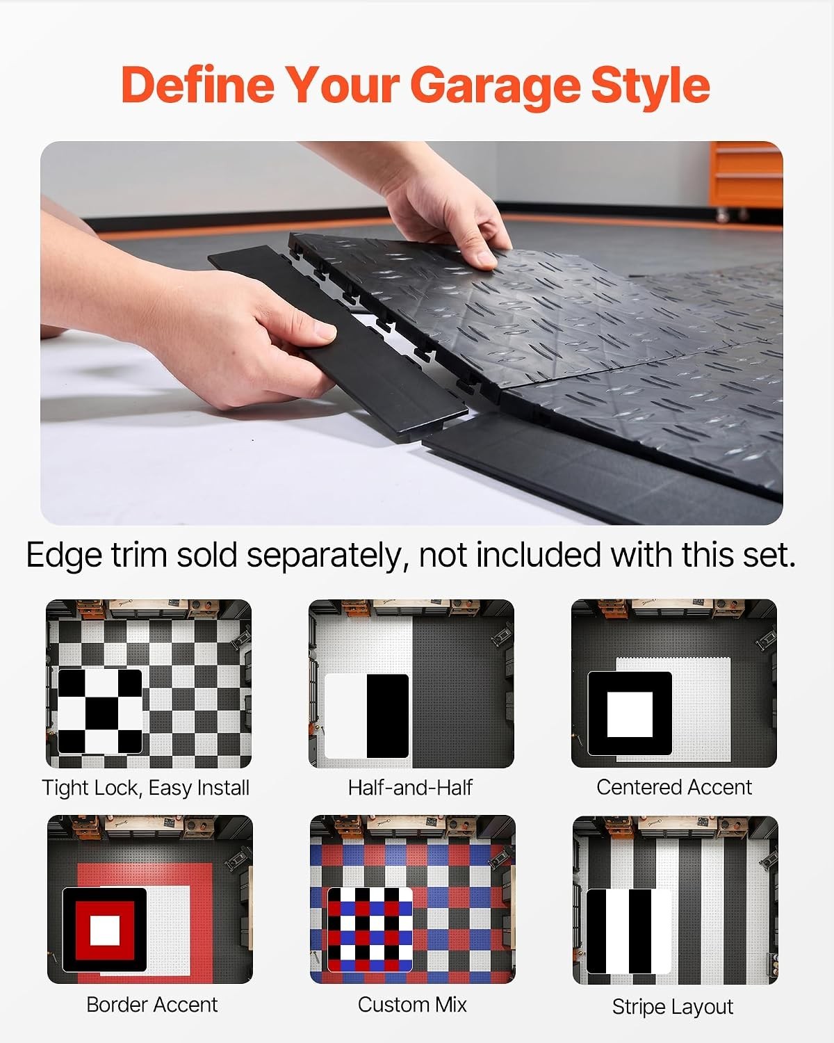 Versatile 12″x12″ Interlocking Floor Tiles for Garage & Repair Shop, 50 Pack