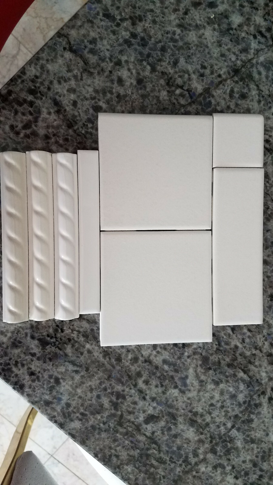 White Crystal Tone Border Surface Cap 2×6 in. Bath Tile Kitchen Shower Wall #516