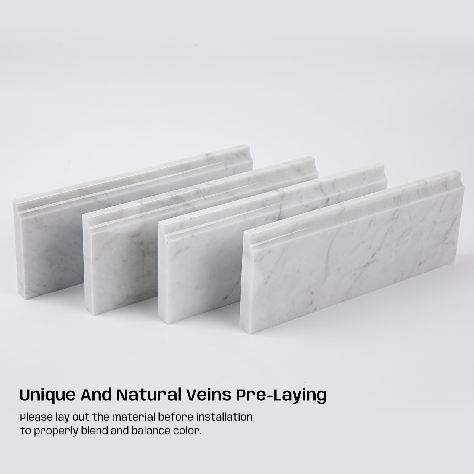 Carrara White Marble Baseboard Trim Molding, 4.5″X12″ Polished Wall Base Moul…