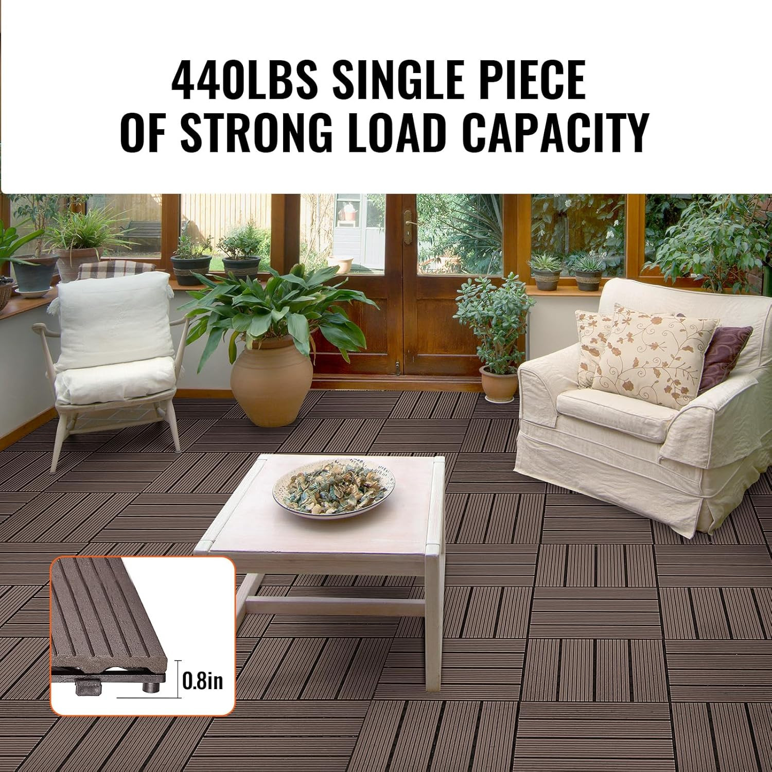 Waterproof Interlocking Deck Tiles, 27 Pack, 12″x12″, Dark Grey Outdoor Flooring