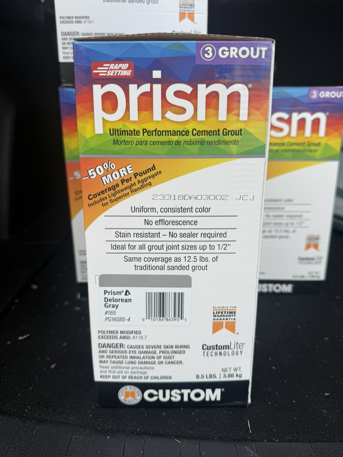 Custom PRISM Ultimate Cement Grout Delorean Gray #165 8.5LBS New