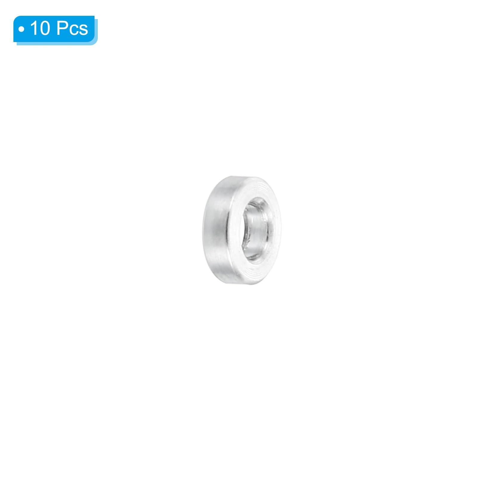 PATIKIL M2 Aluminum Spacers, 10 Pcs Metal 2.6mm ID x 5mm OD x 2mm L, Silver