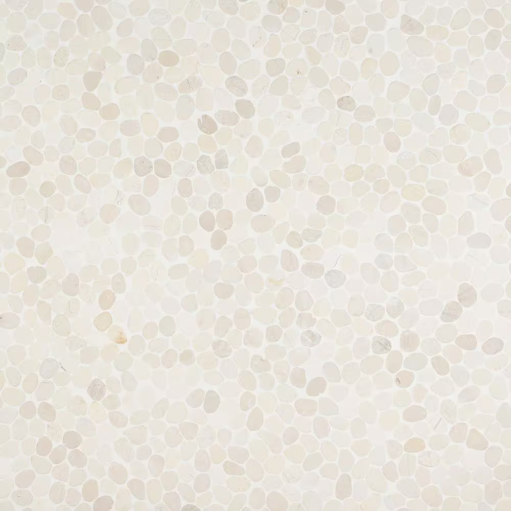 Countryside Sliced round 11.81 In. X 11.81 In. White Floor and Wall Mosaic (0.97