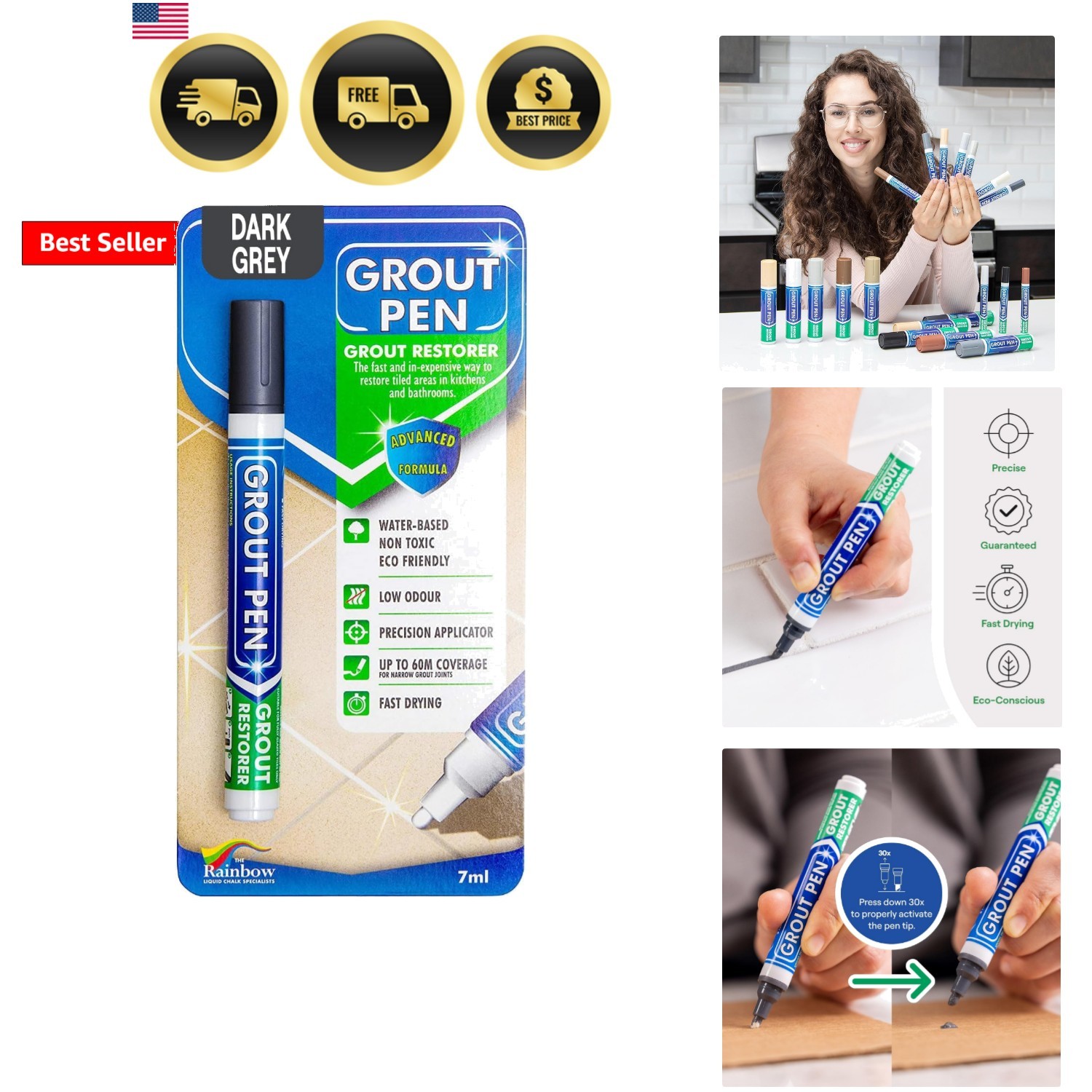 Grout Pen Dark Grey Tile Grout Paint Marker: Waterproof Tile Grout Paint Pen …