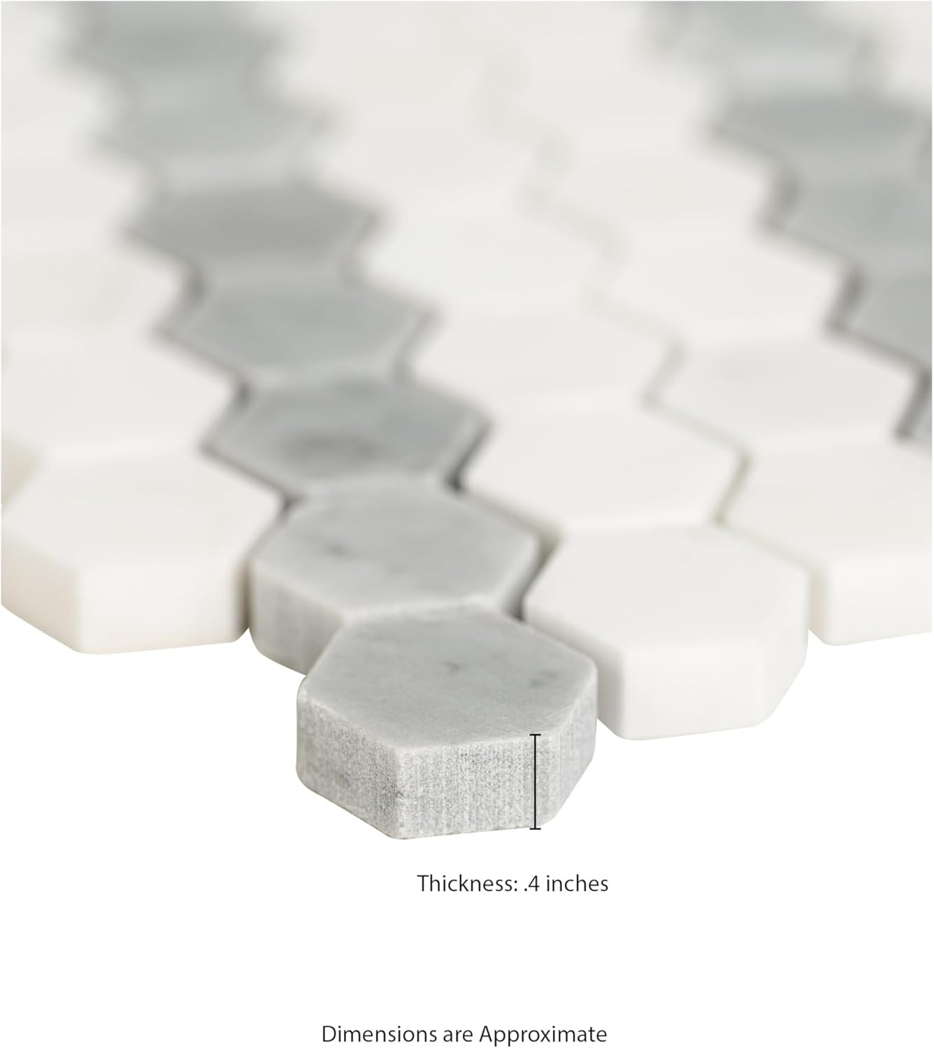 Polished Bianco Dolomite Hexagon Marble Tile 11×14 for Kitchen & Bath