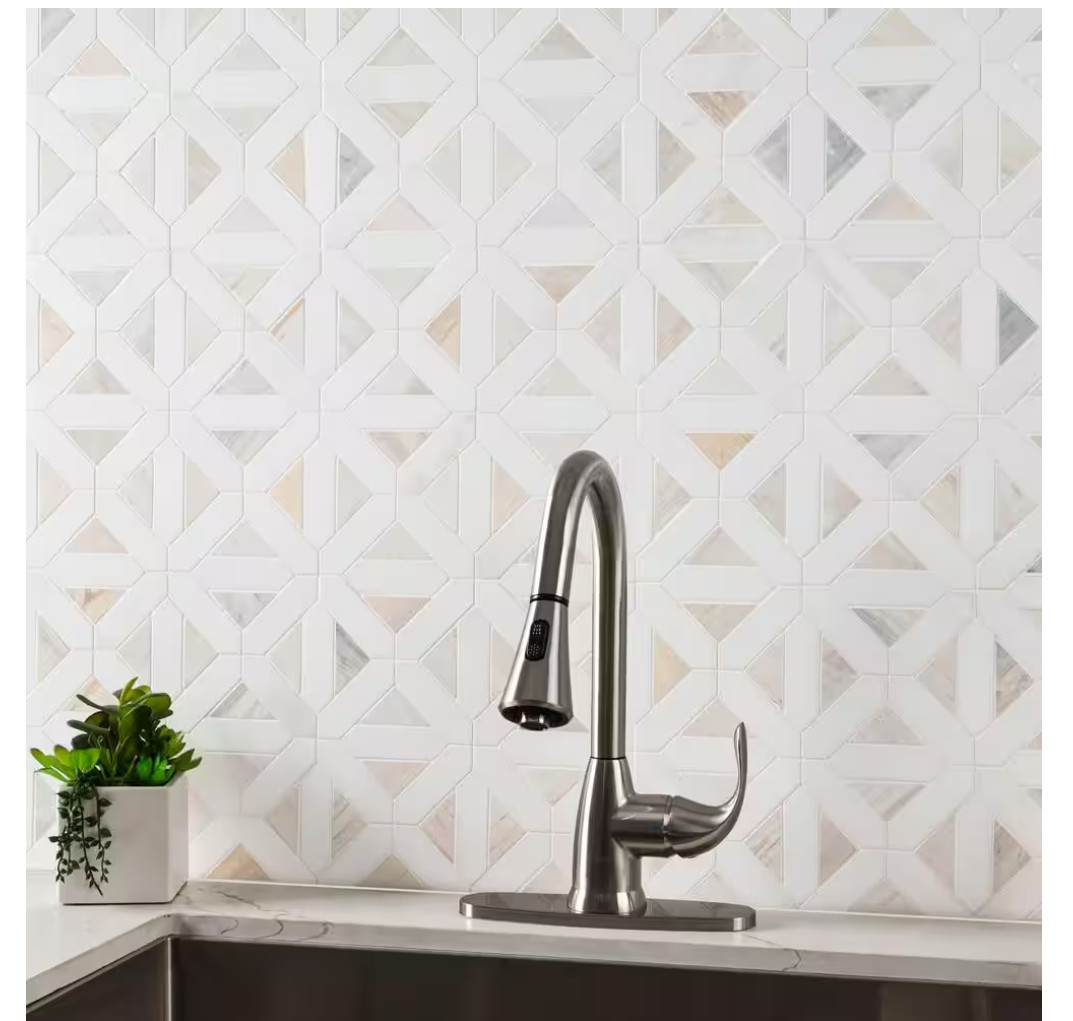 MSI Angora Geometric Pattern 12″ x 12″ Polished MarbleMosaic Tile(10 sq ft/Case)