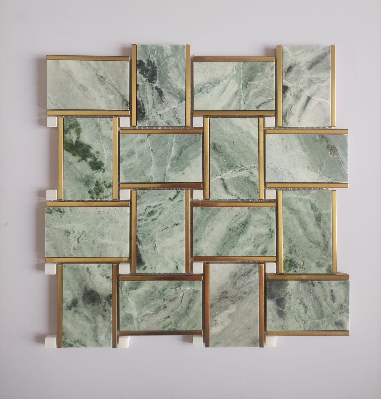 S59 Green/White Marble Rectangle Braid Tile Mosaics Kitchen Bathroom Backsplash