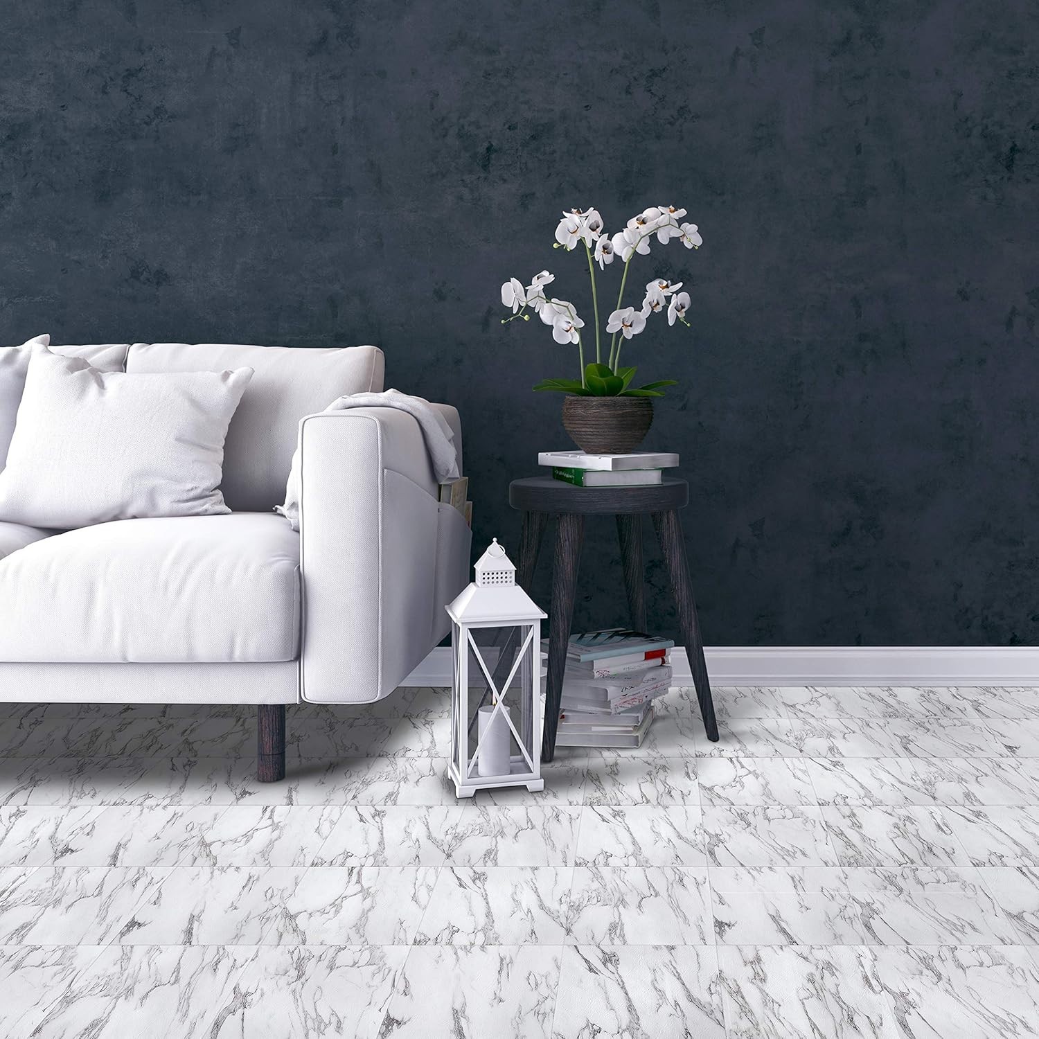 Transform Your Space with 20 Bianco Marble Vinyl Floor Tiles – Peel & Stick