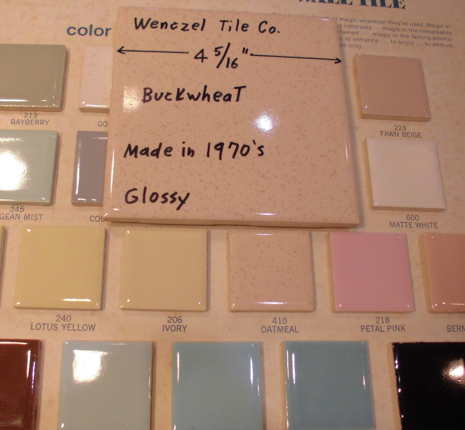 1 pc. Oatmeal – Buckwheat: 4-5/16″ Ceramic Tile by Wenczel Co. Made 1970’s New