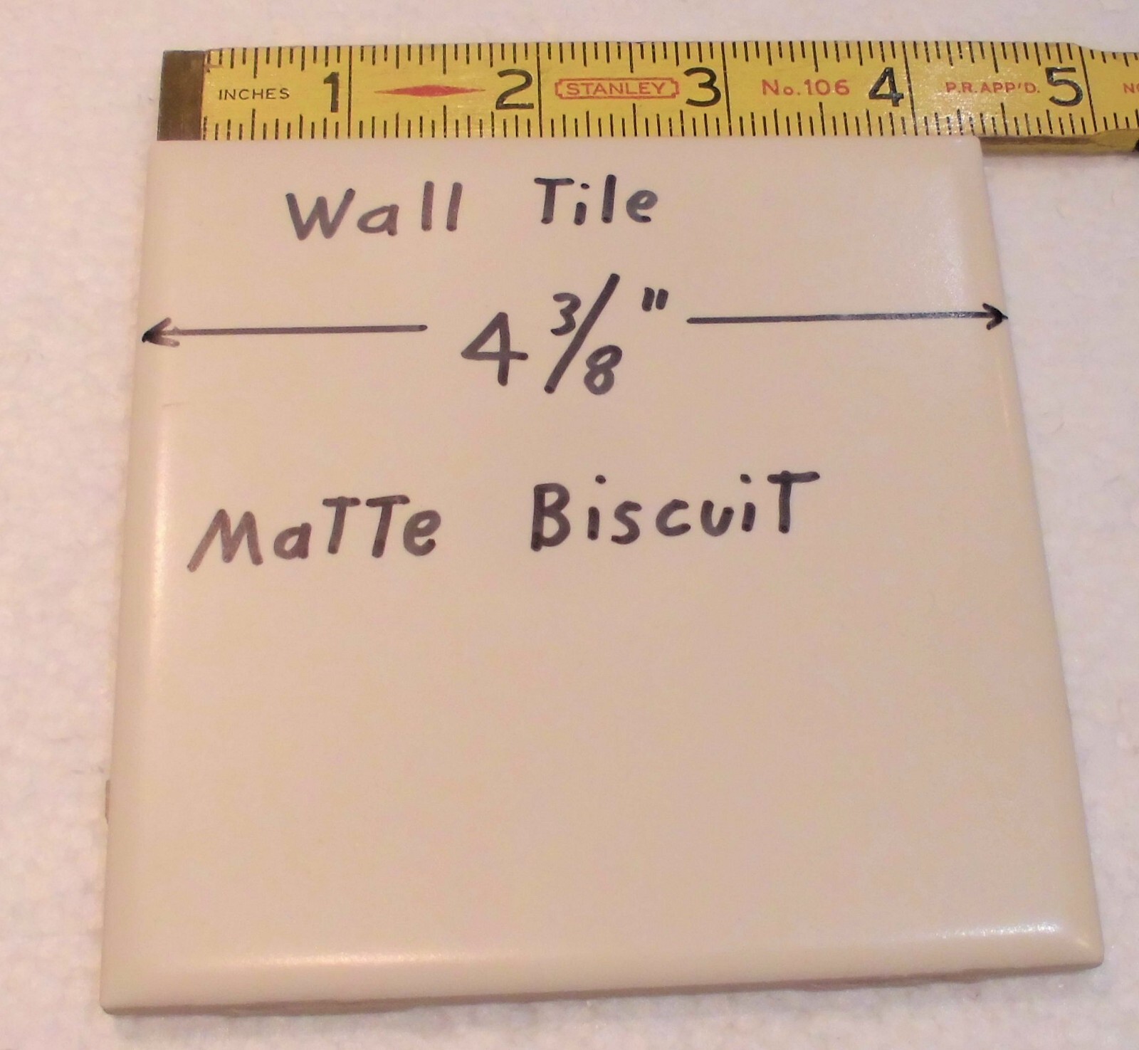 1 pc. Matte Ceramic Wall Tile *Biscuit Color* 4-3/8″ X 1/4″ thick, off-white,