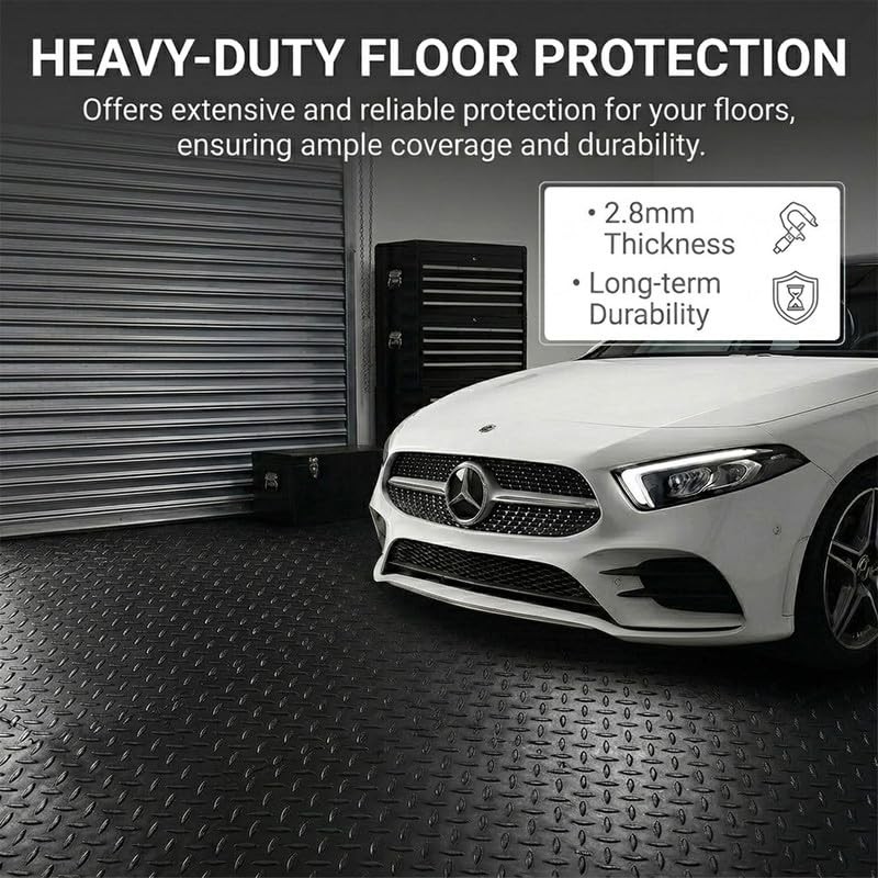 Garage Floor Mat, PVC Flooring Roll Thickened Garage Mats, Heavy 2FTX4FT Black