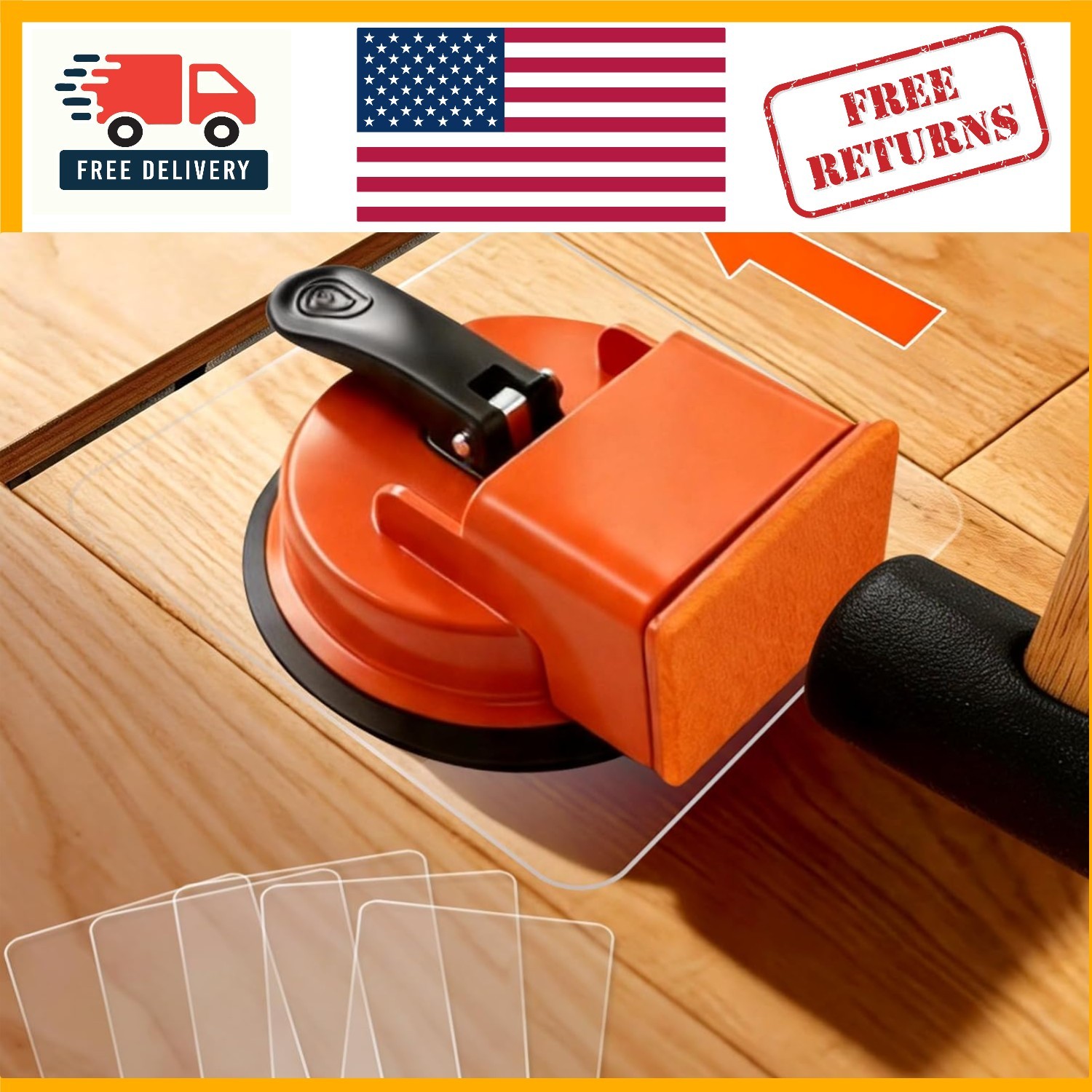 Versatile Floor Suction Tool with 5 Non-Slip Pads – Strong Carbon Steel Design